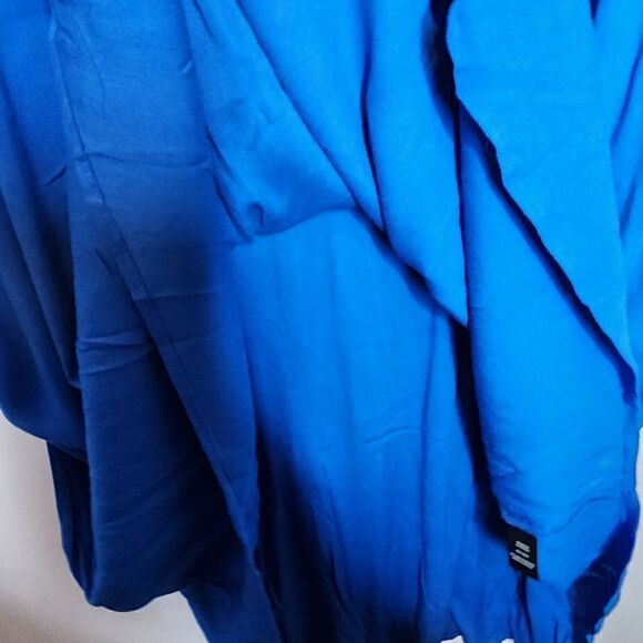 5X 28W Torrid Blue Mini Textured Rayon Shirt Dress Zip V Neck Drawstring Chest p - Picture 10 of 12